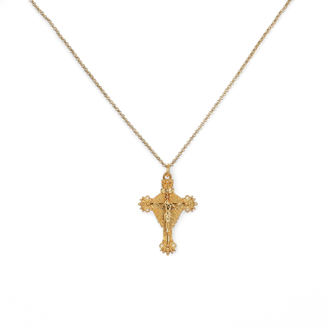 Collana semi preziosi crocifisso filigrana GB