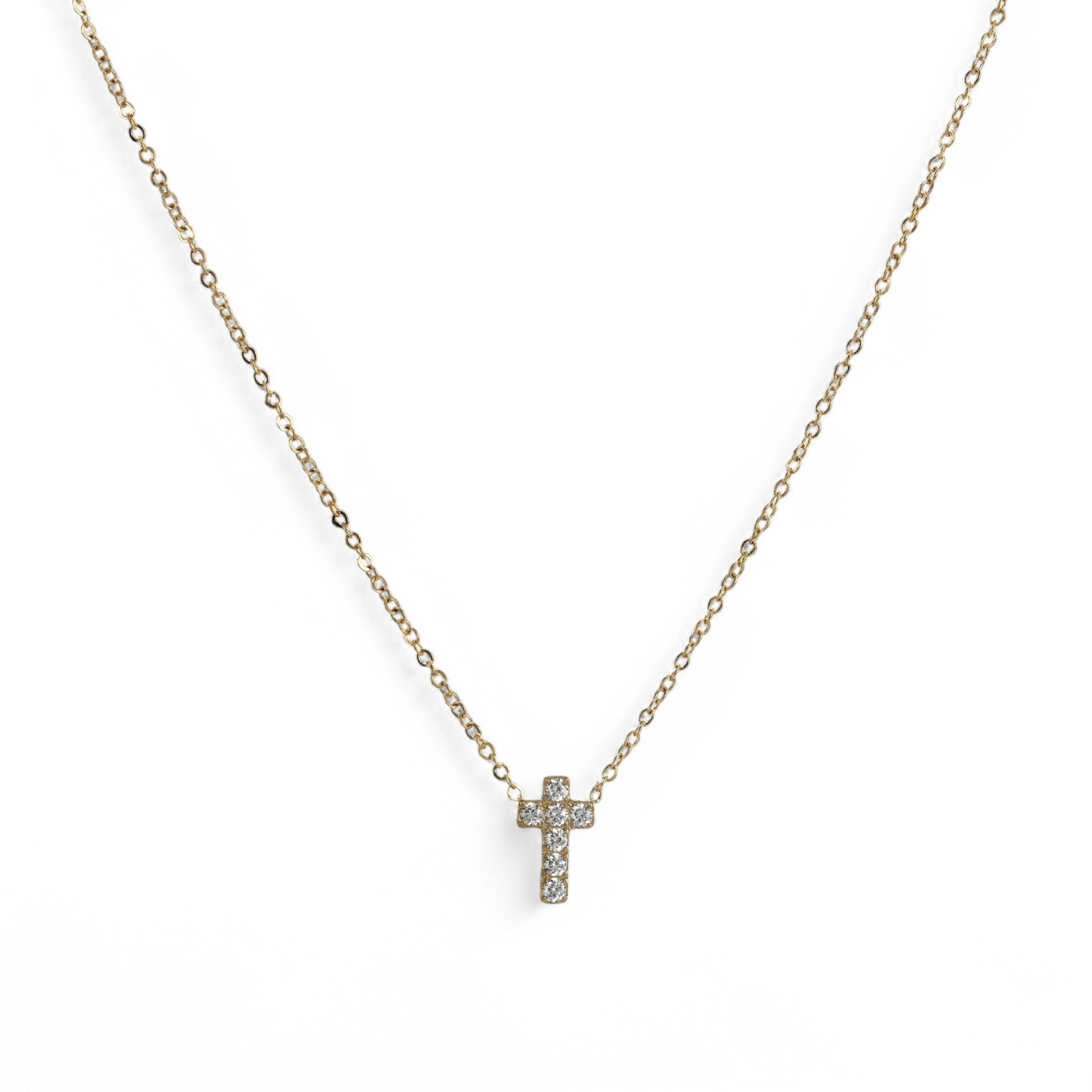 Delicate necklace with cross and zirconia