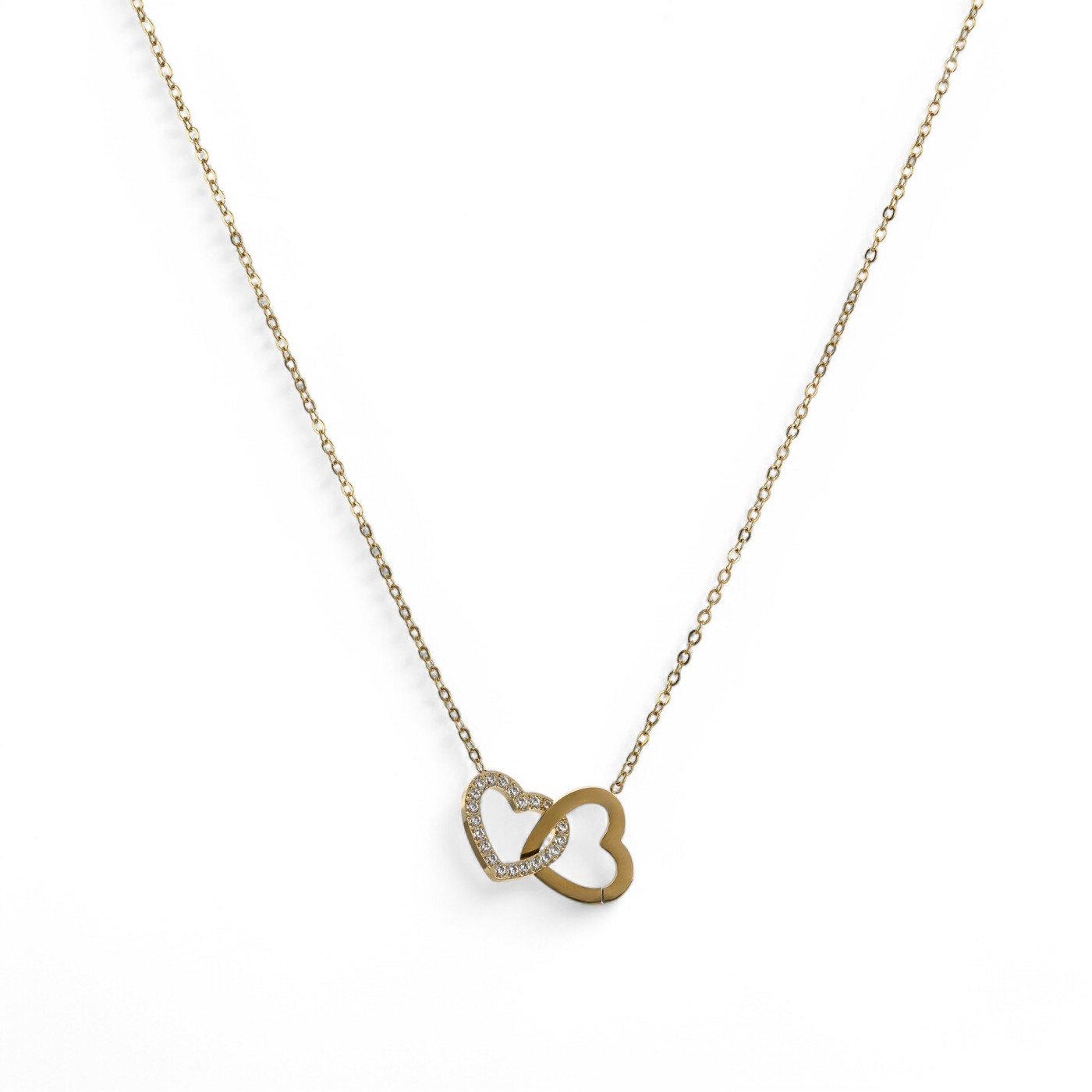 Collier acier cœurs entrelacés GB