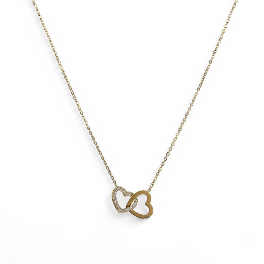 Collar de acero con corazones entrelazados GB