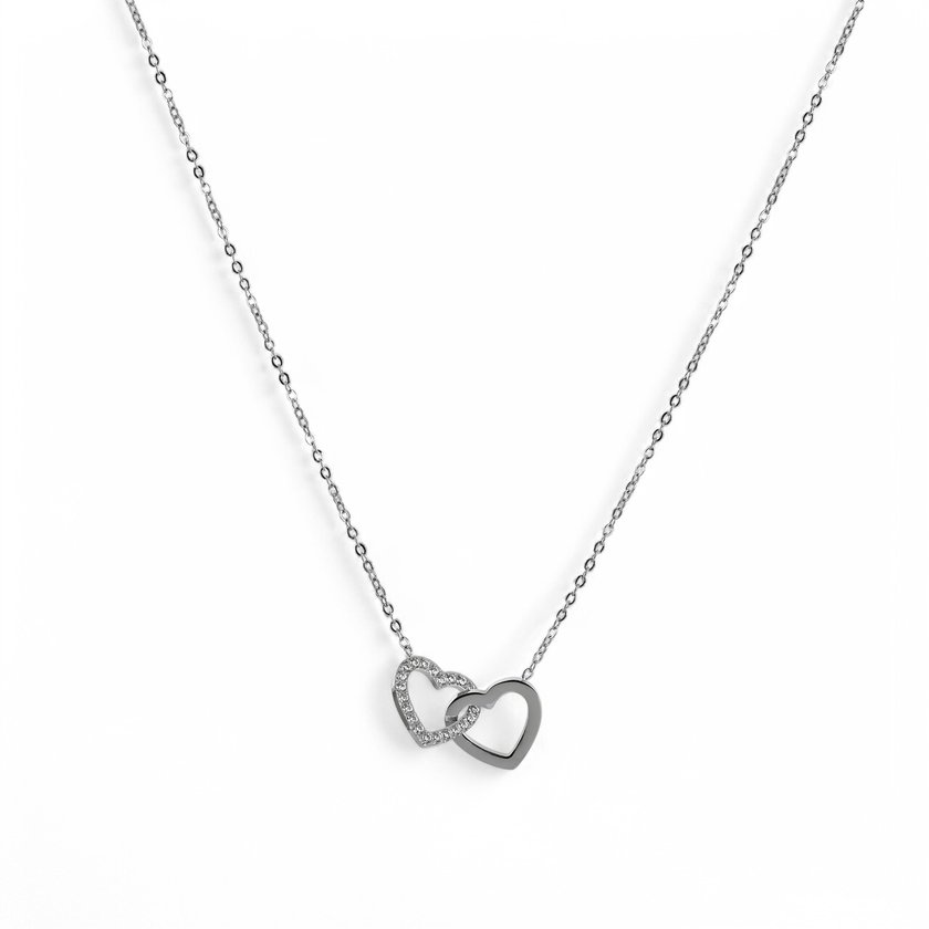 Collar de acero con corazones entrelazados GB