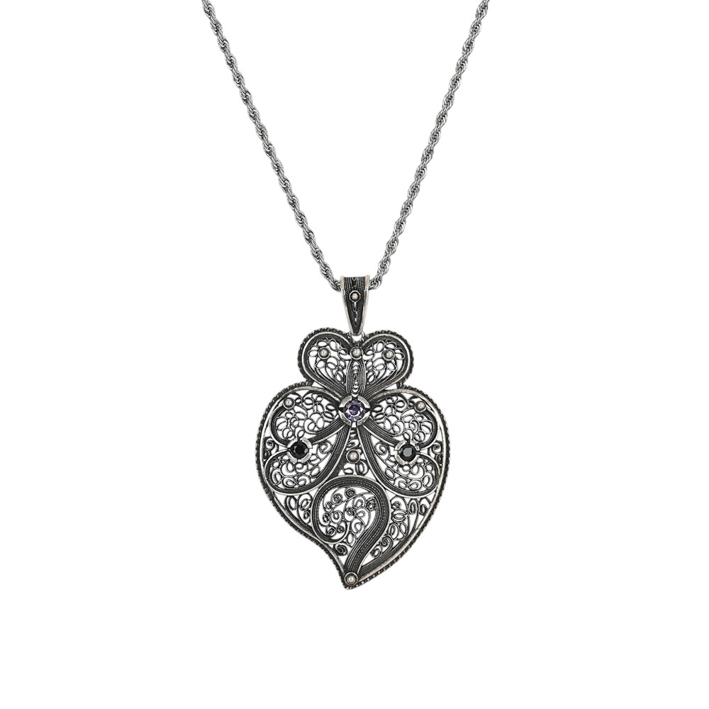 Collana coração de viana tradizionale con pietre GB