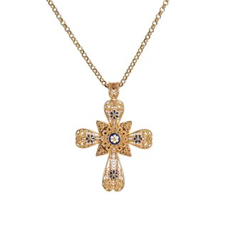 Collier Encantos croix bleue