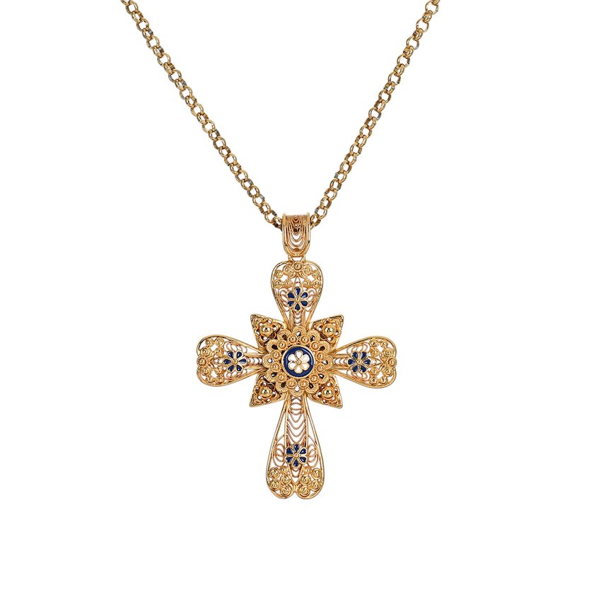 Collier Encantos croix bleue