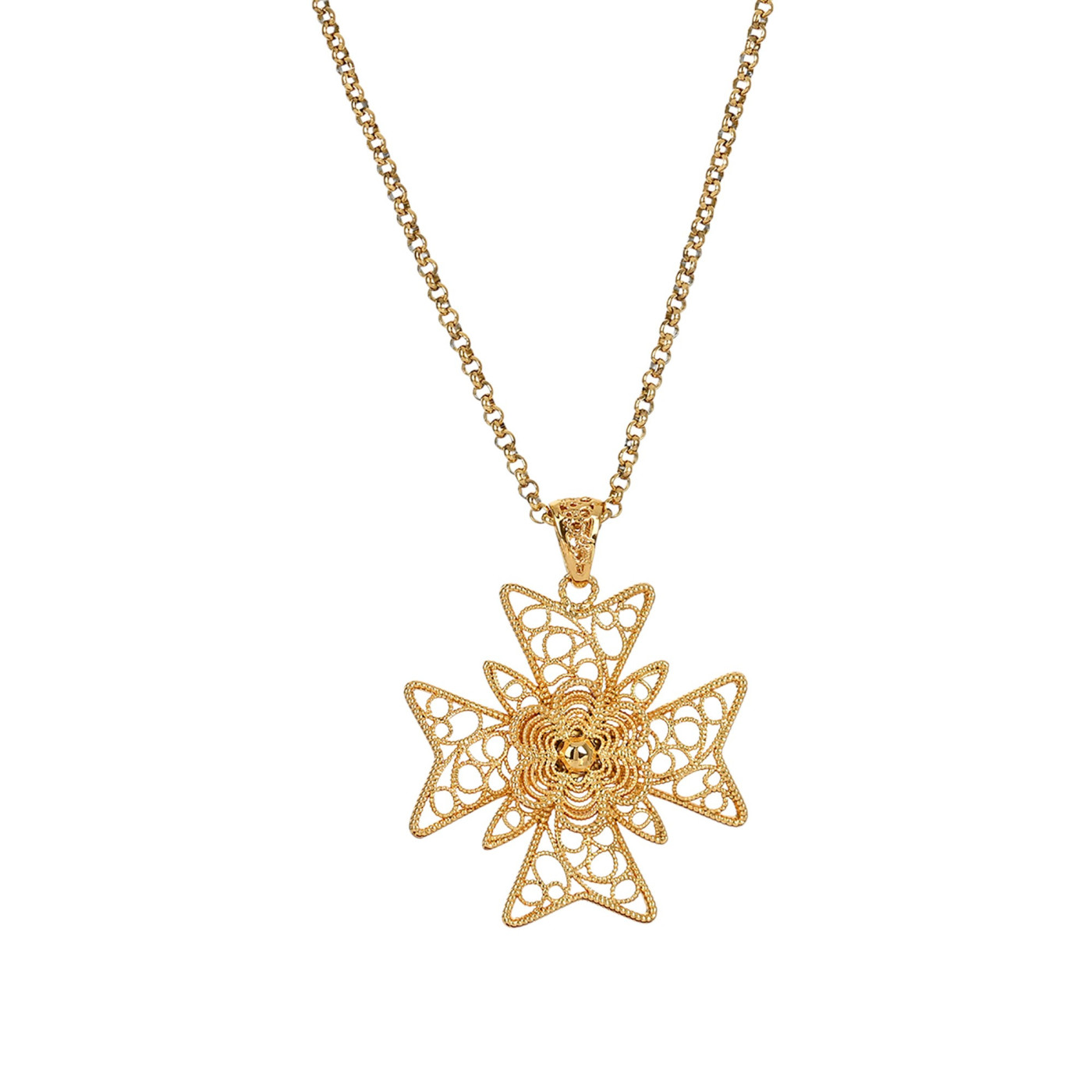 Cross of malta semi precious necklace GB