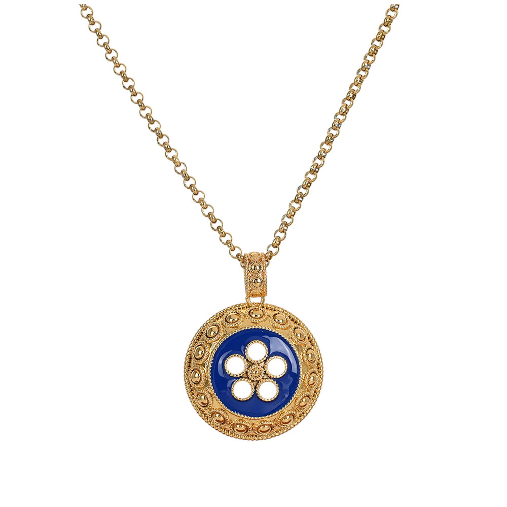 Colar flor tradicional grande em banho ouro GB