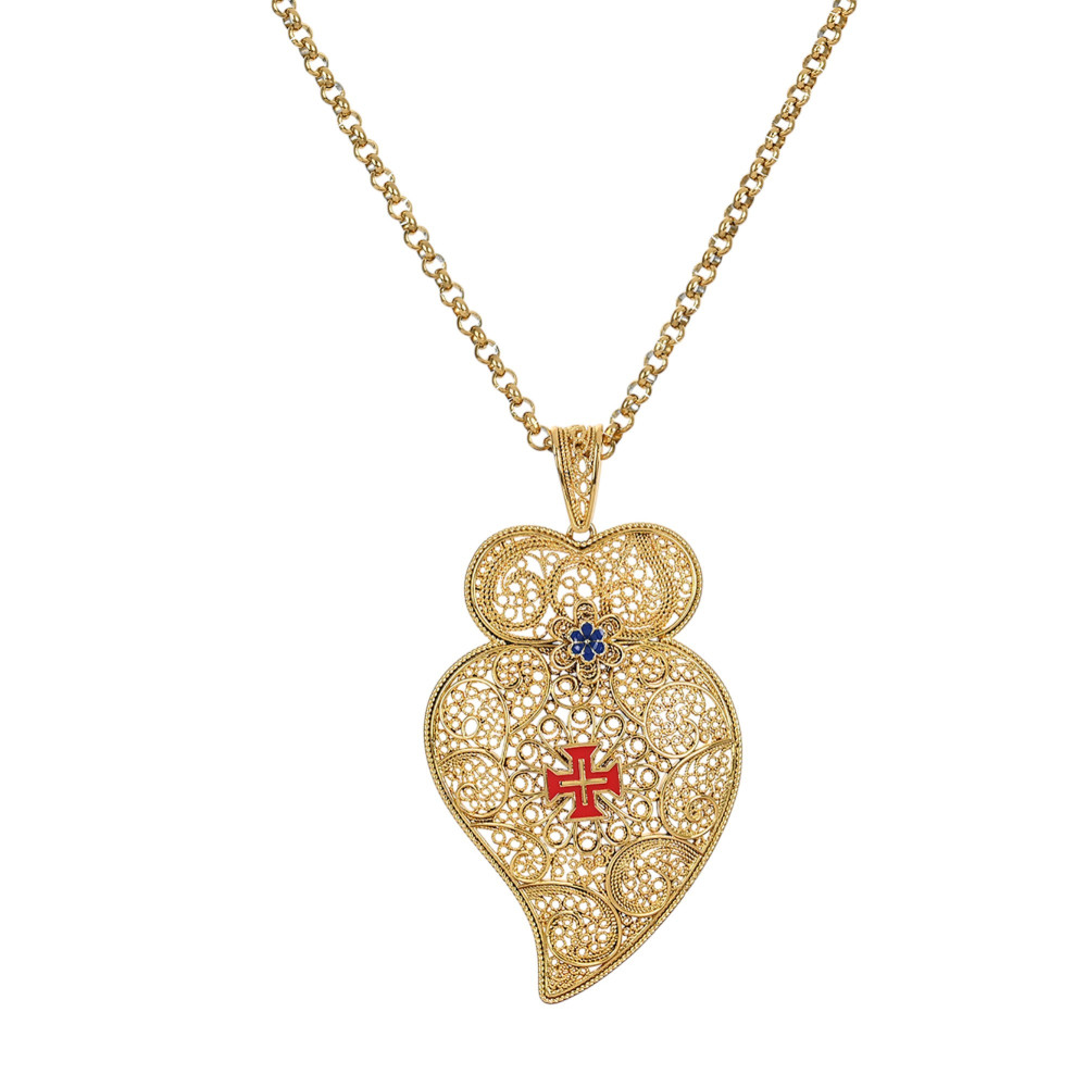 Collier traditionnel coração de viana avec croix GB