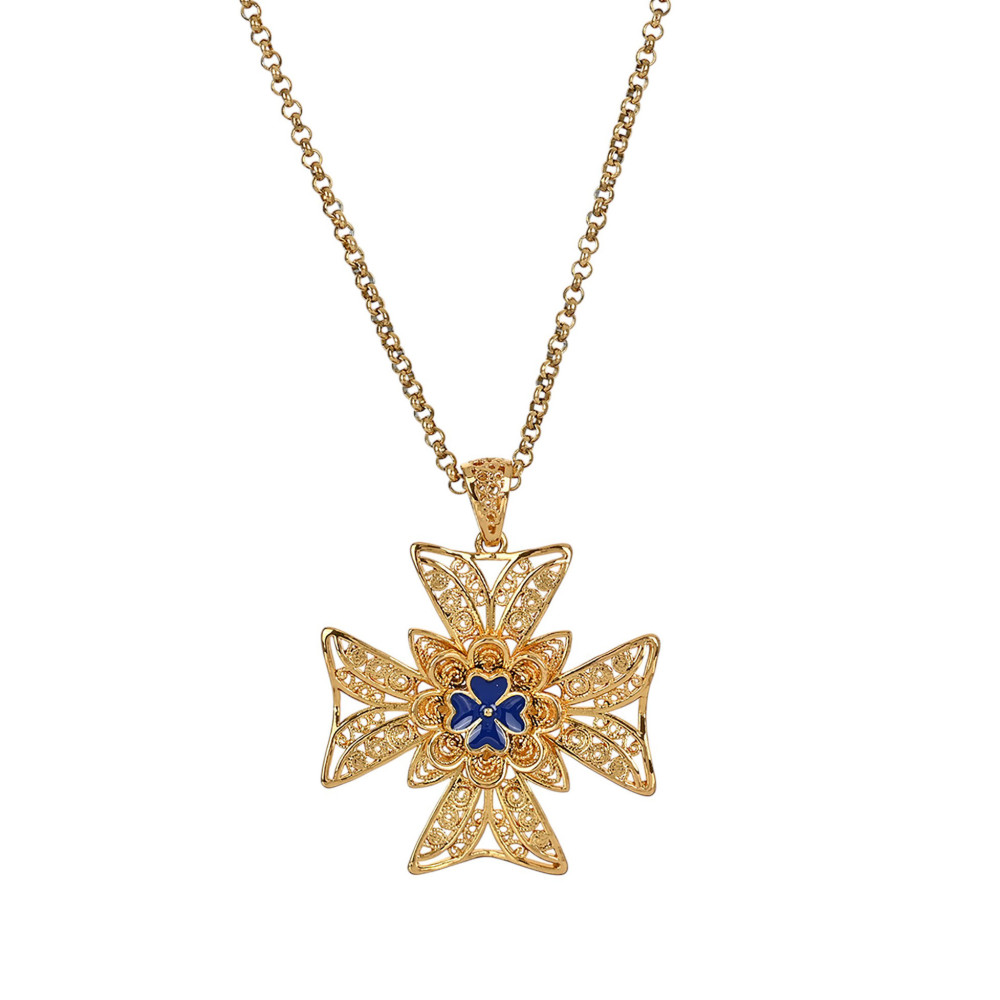 Collana Encantos Portugal grande croce blu