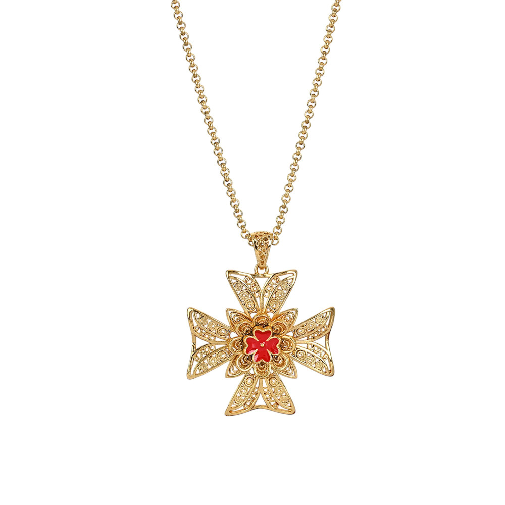 Collana Encantos Portugal grande croce rossa