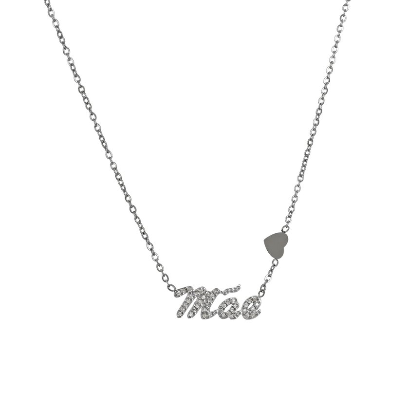 Collana in acciaio parola mãe e cuore GB