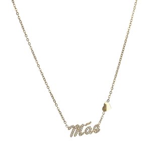 Collana in acciaio parola mãe e cuore GB