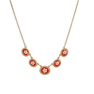 Collier plaqué or 5 fleurs ovale GB