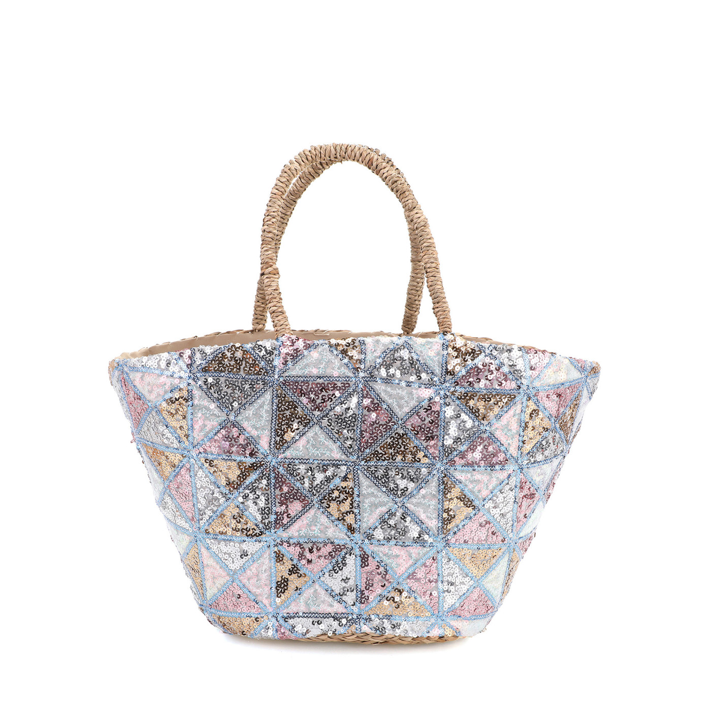 Cesto di paglia con paillettes
