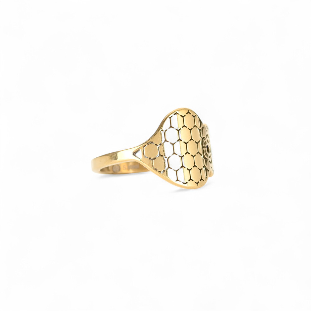 Anillo de acero coração de viana textura GB