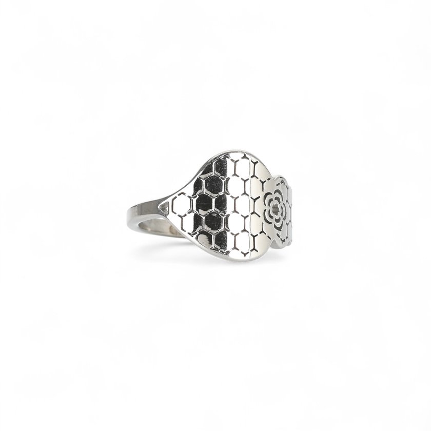 Bague acier coração de viana texture GB