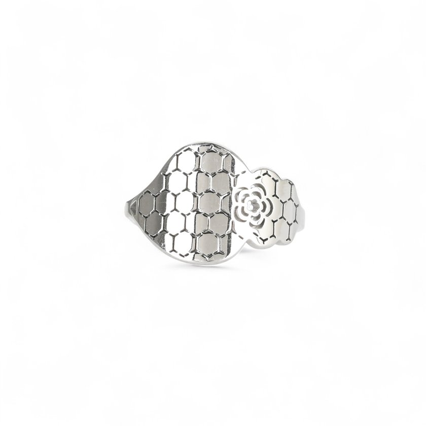 Anillo de acero coração de viana textura GB