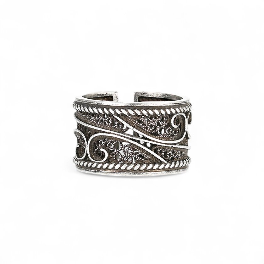 Bague réglable plaqué or coração de viana GB