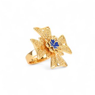 Cross of malta semi precious ring GB
