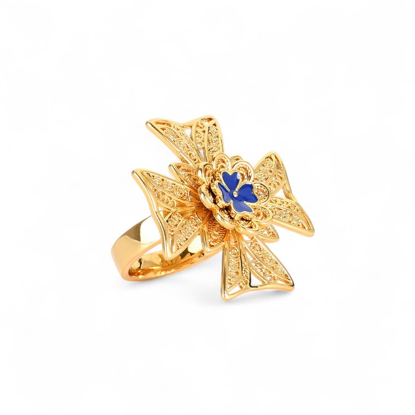 Cross of malta semi precious ring GB