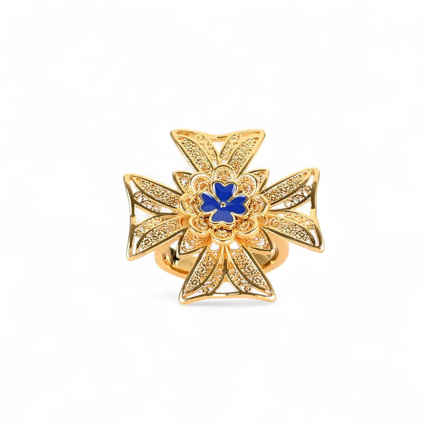 Cross of malta semi precious ring GB