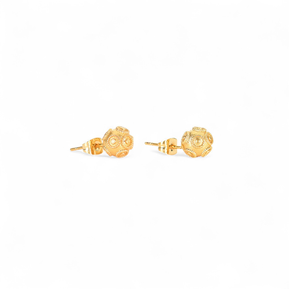 Gold plated earrings bola de viana 8mm GB