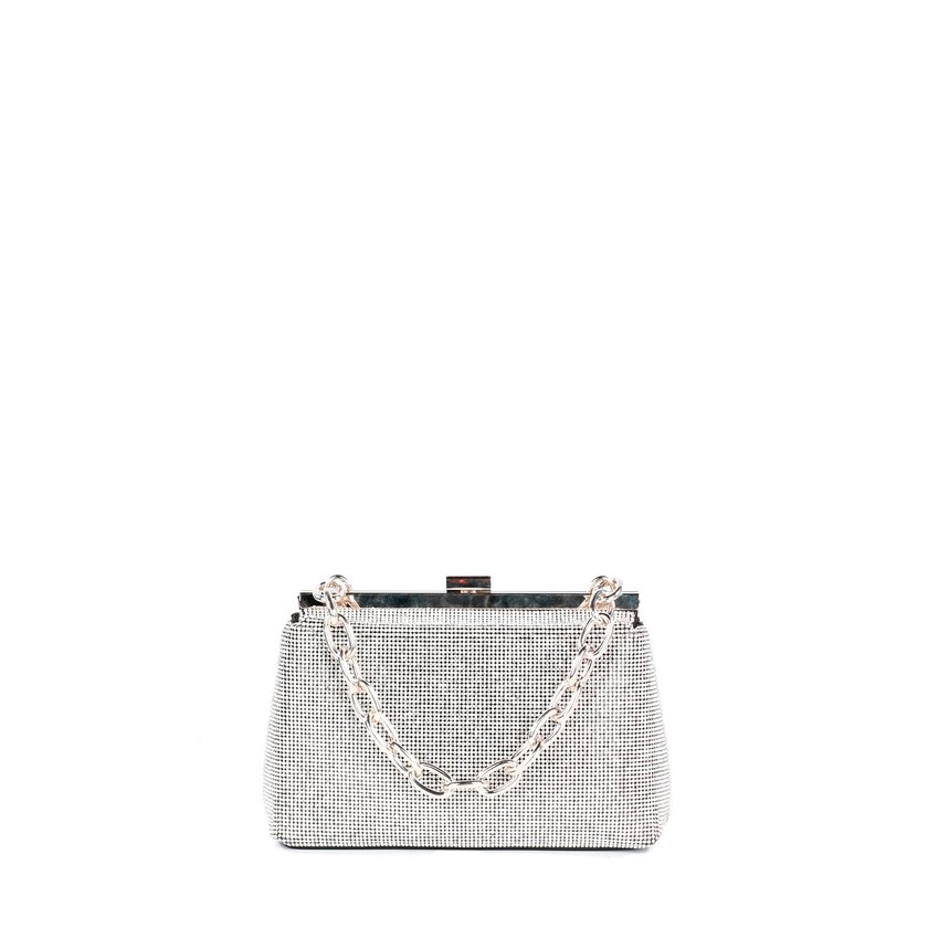 Pochette festa argento con catena GB
