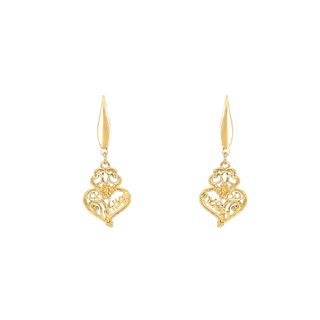 Gold plated earrings coração de viana and mãe GB