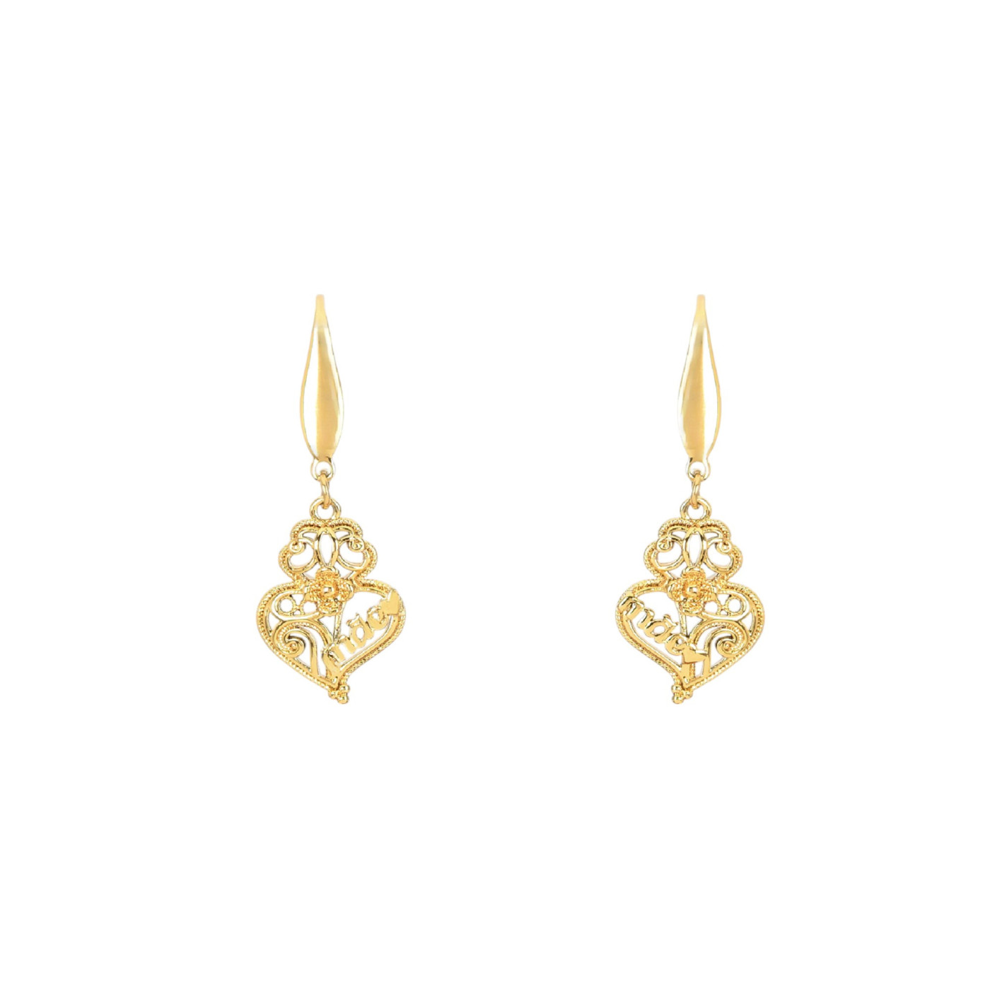 Pendientes en baño de oro coração de viana y mãe GB