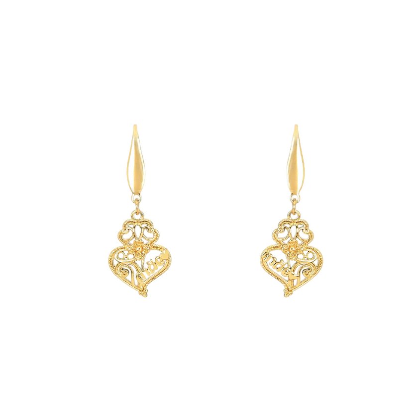 Gold plated earrings coração de viana and mãe GB