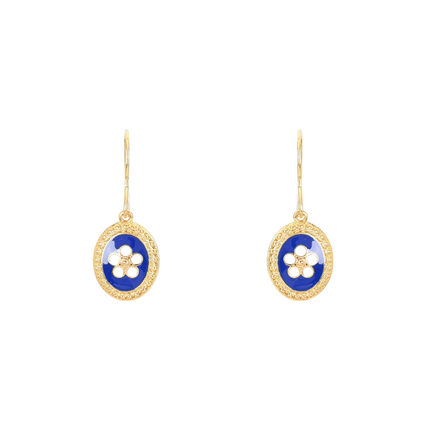 Boucles d\'oreilles plaqué or fleur traditionnel ovale GB