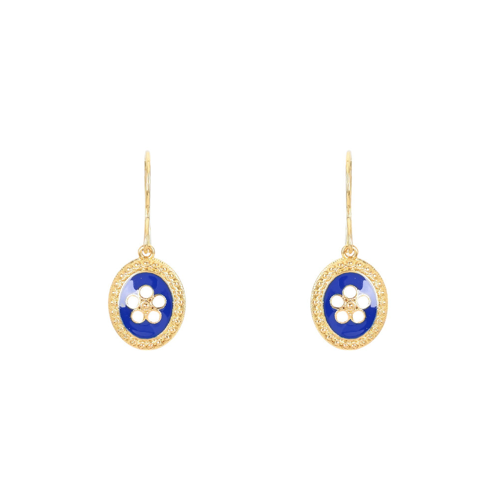 Boucles d\'oreilles plaqué or fleur traditionnel ovale GB