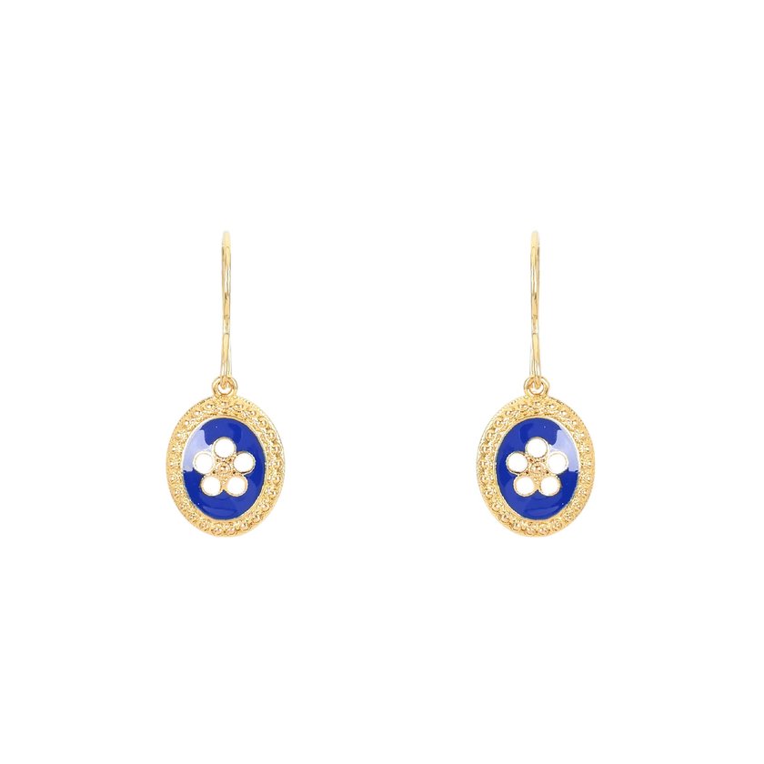 Gold plated earrings traditional flower oval GB