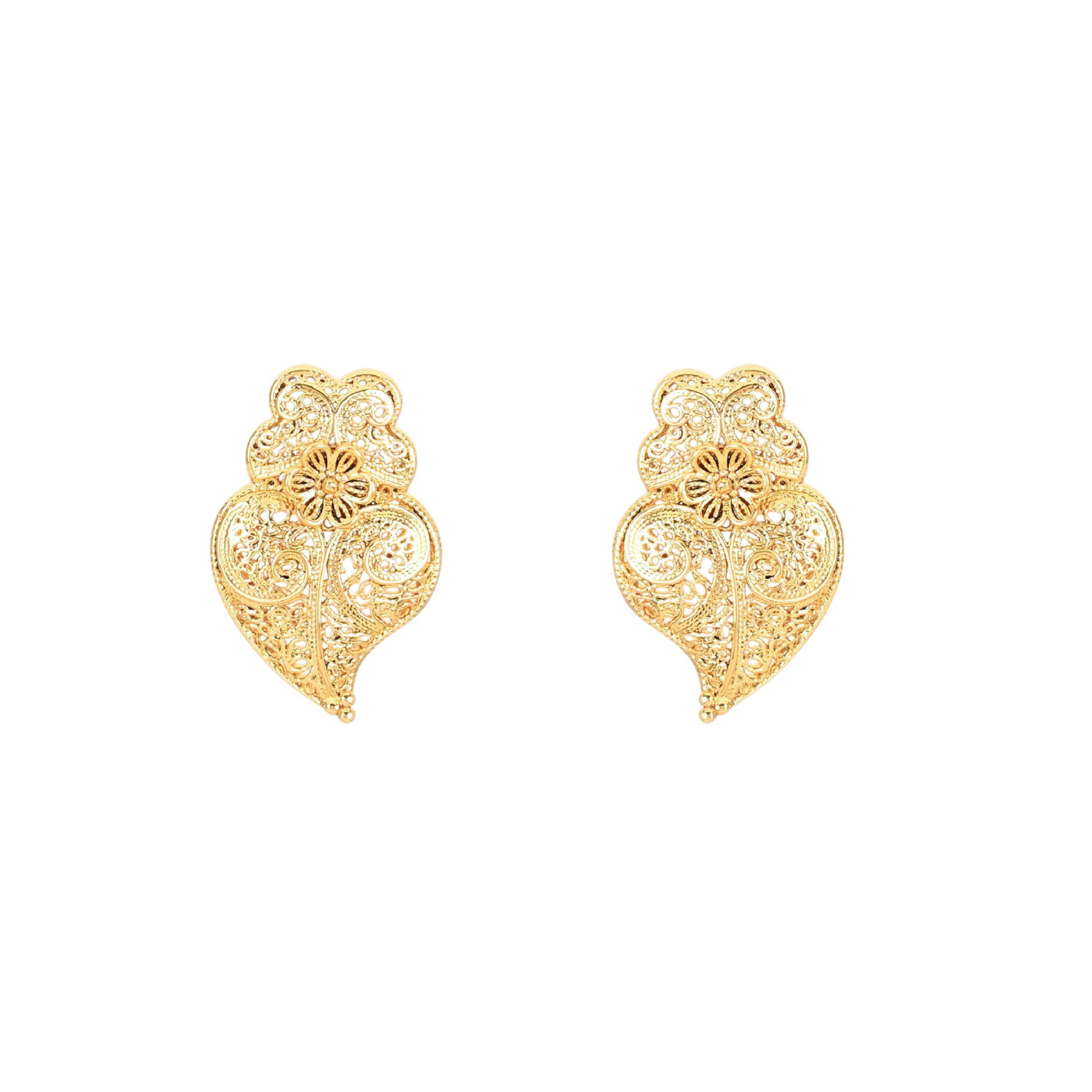 Pendientes semi joya tradicional coração de viana GB