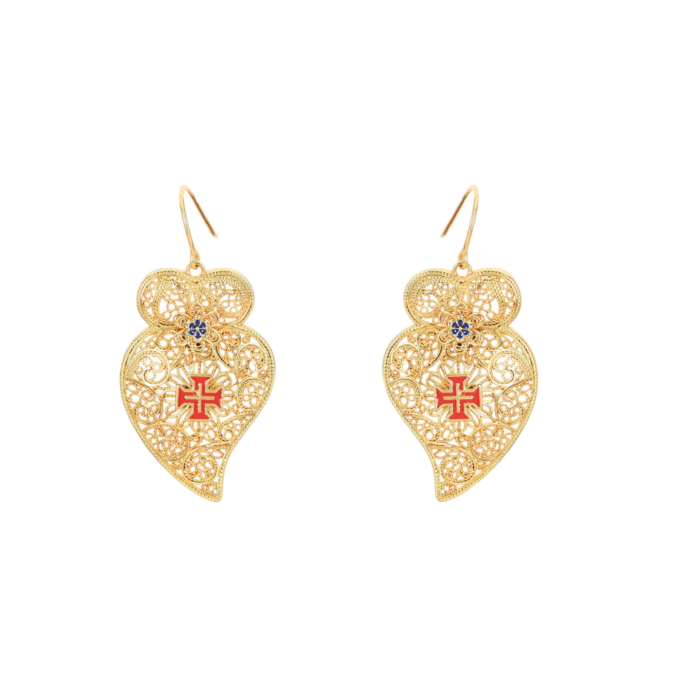 Boucles d\'oreilles coeur traditionnelles de Viana Cruz GB