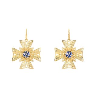 Encantos Portugal blue malta cross earrings