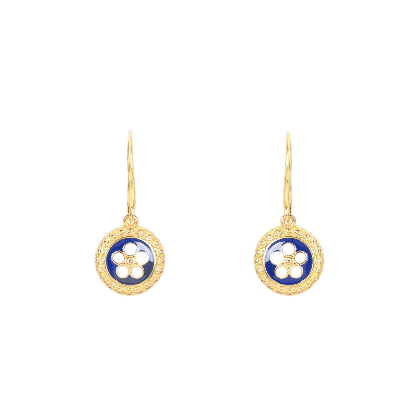 Pendientes baño de oro flor tradicional GB