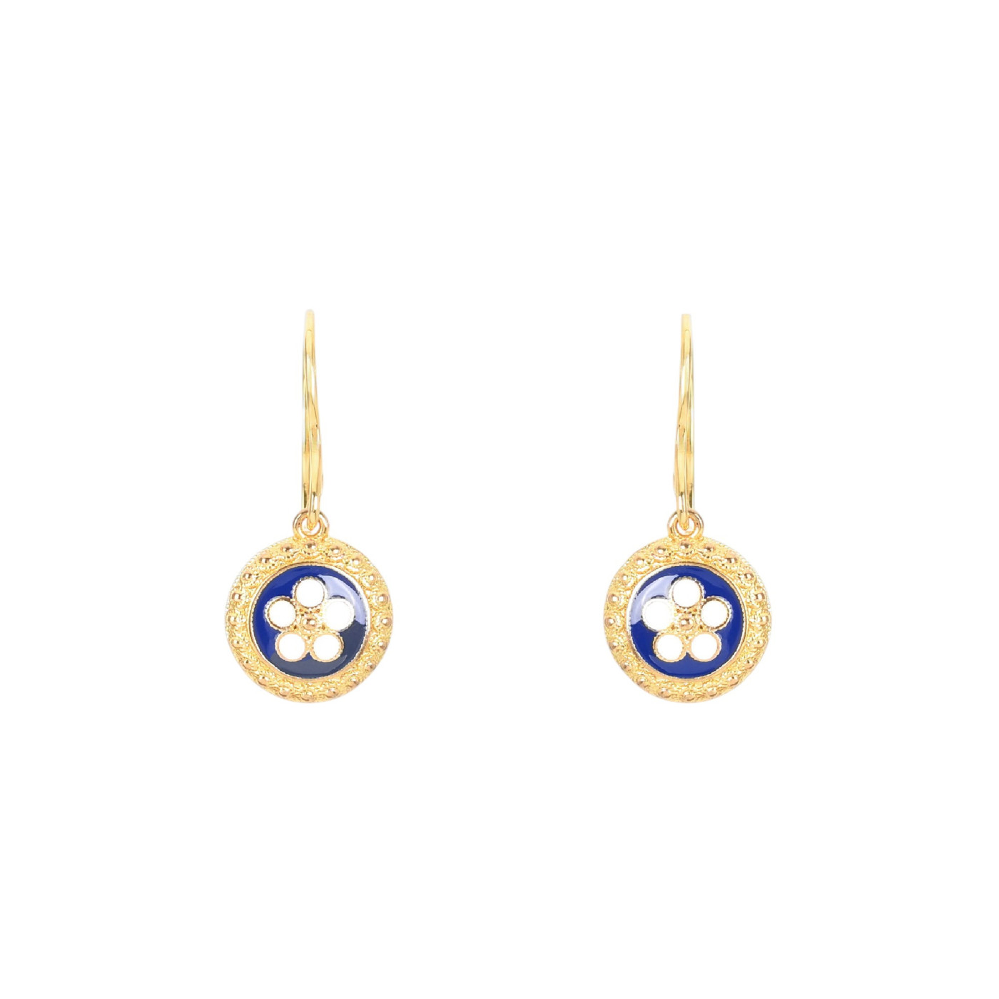 Pendientes baño de oro flor tradicional GB