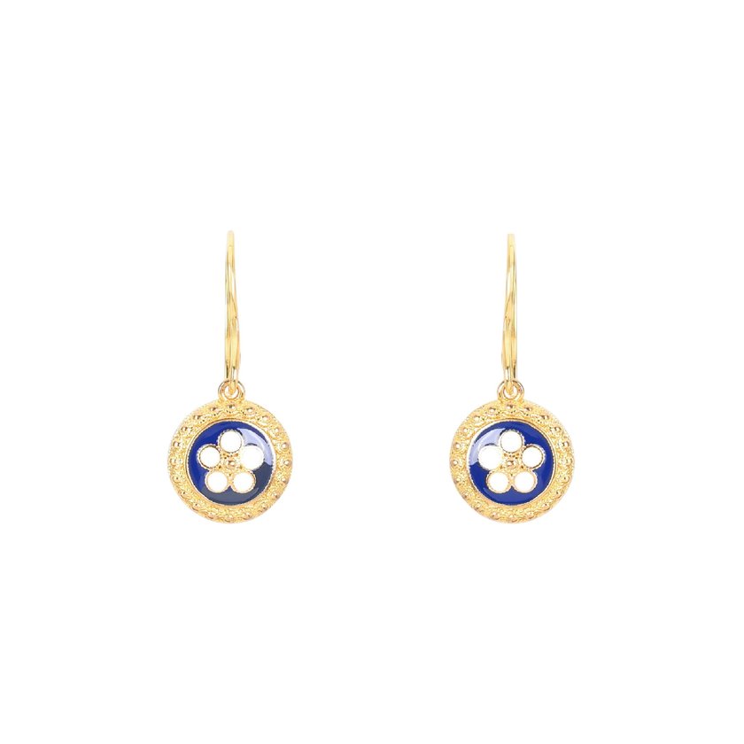 Pendientes baño de oro flor tradicional GB