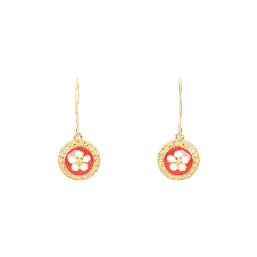 Pendientes baño de oro flor tradicional GB