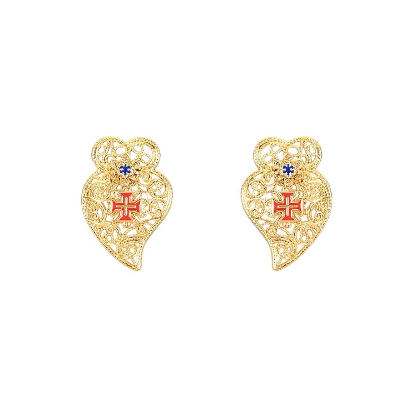 Boucles d'oreilles coeur traditionnelles de Viana Cruz GB