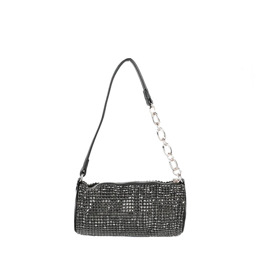 Pochette party silver with brilliants and chain GB