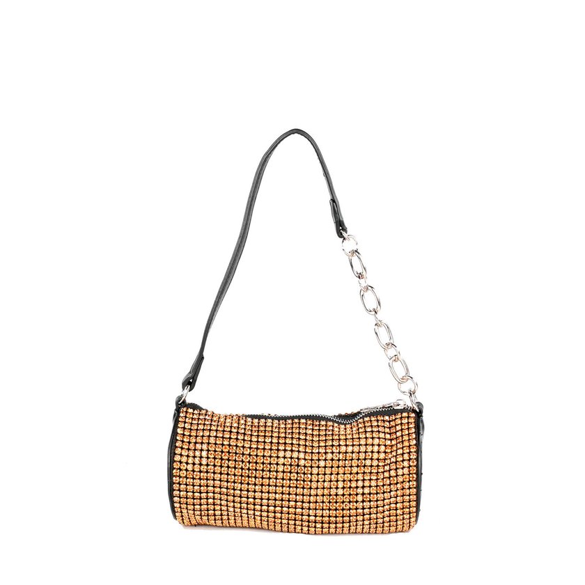 Pochette party silver with brilliants and chain GB