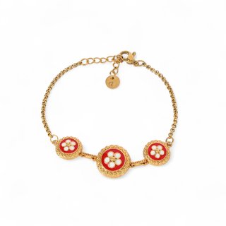 Pulseira banho ouro 3 flores tradicionais GB