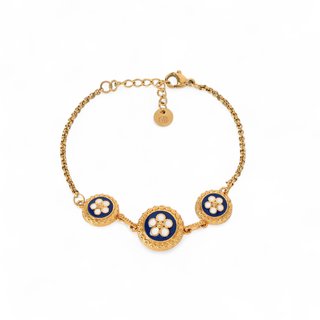 Pulseira banho ouro 3 flores tradicionais GB