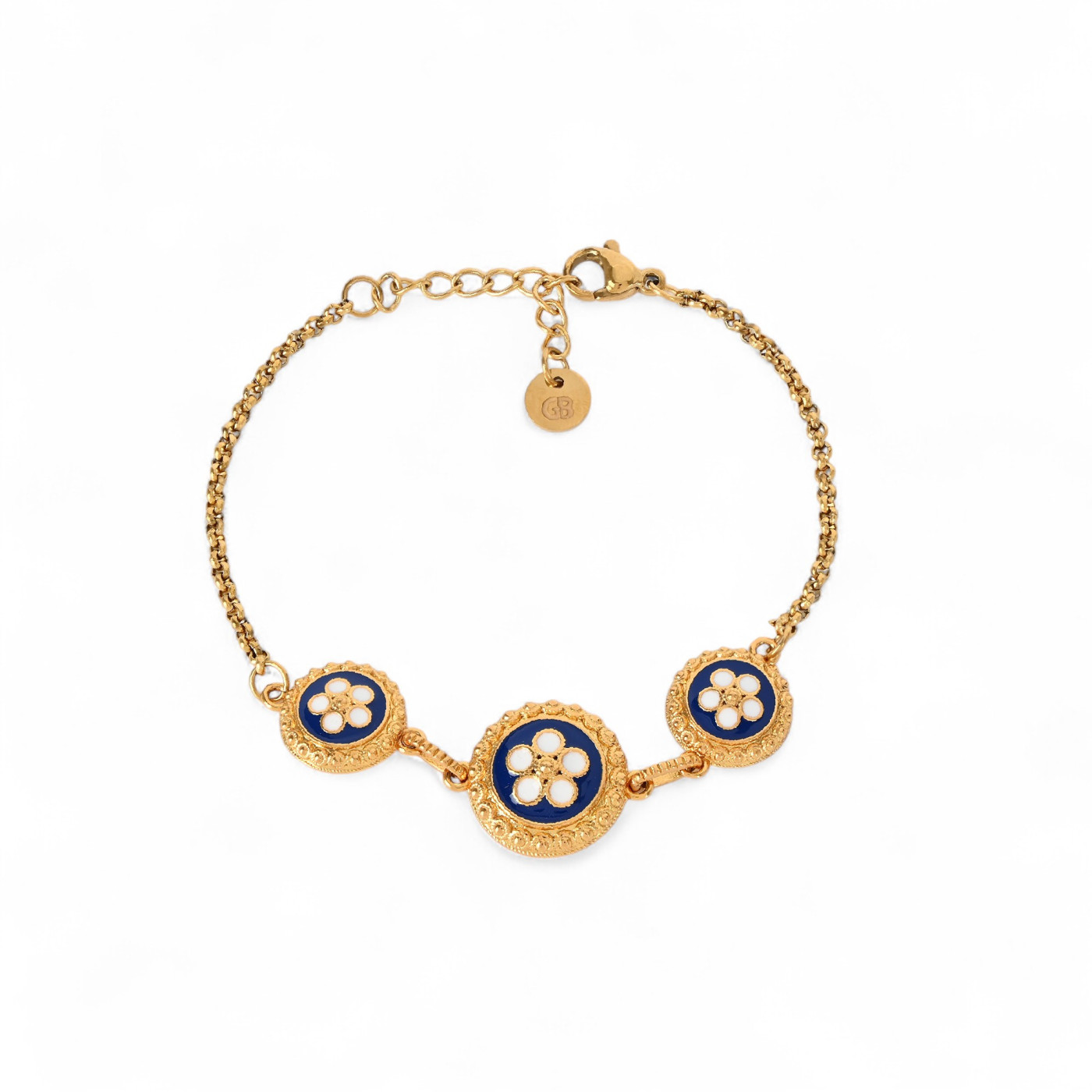 Pulseira banho ouro 3 flores tradicionais GB