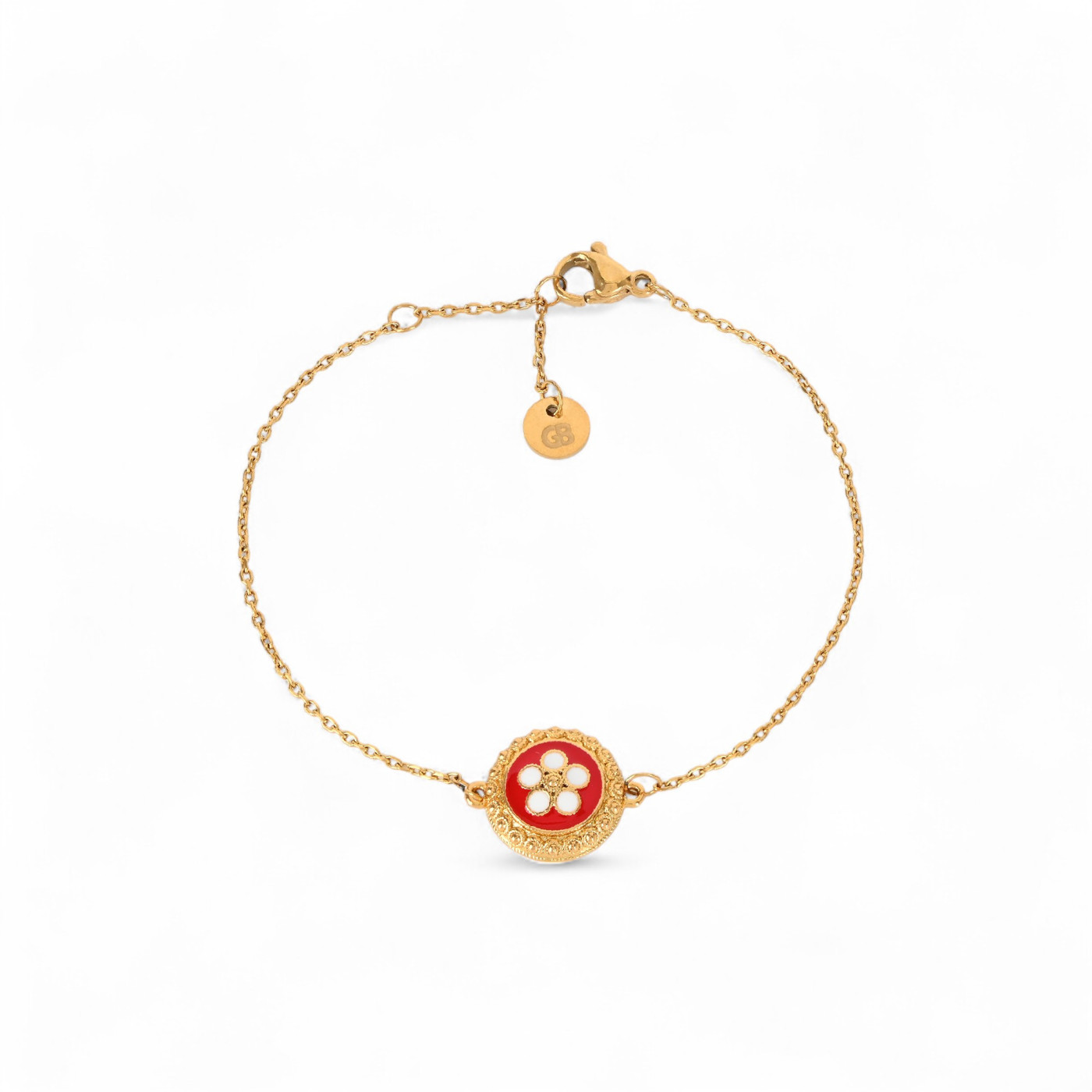 Pulsera baño de oro flor tradicional GB