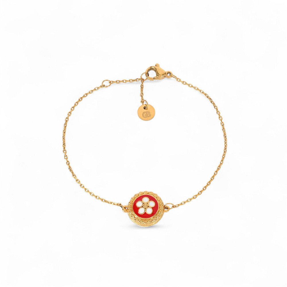 Pulsera baño de oro flor tradicional GB
