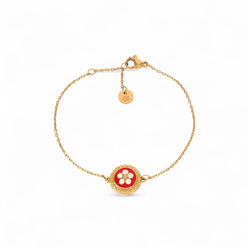 Pulseira banho ouro flor tradicional GB