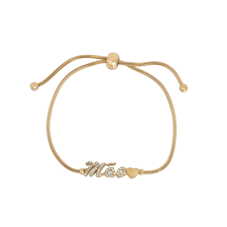 Pulsera ajustable acero palabra mãe y corazón GB