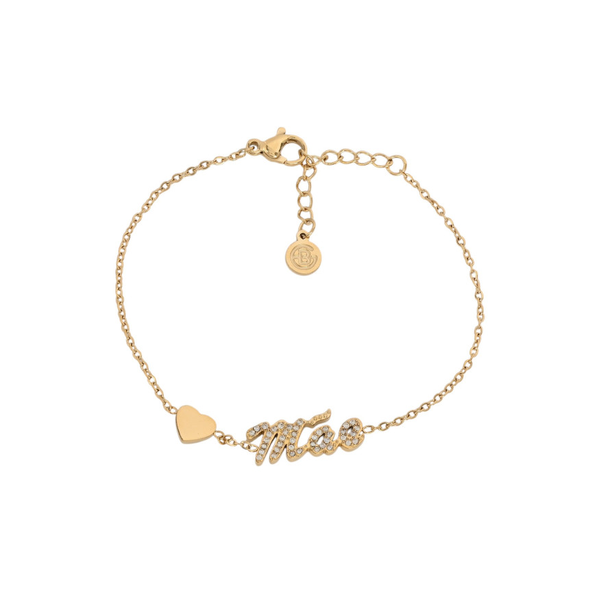 Bracelet en acier mot mãe et le coeur GB